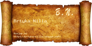 Brtyka Nilla névjegykártya